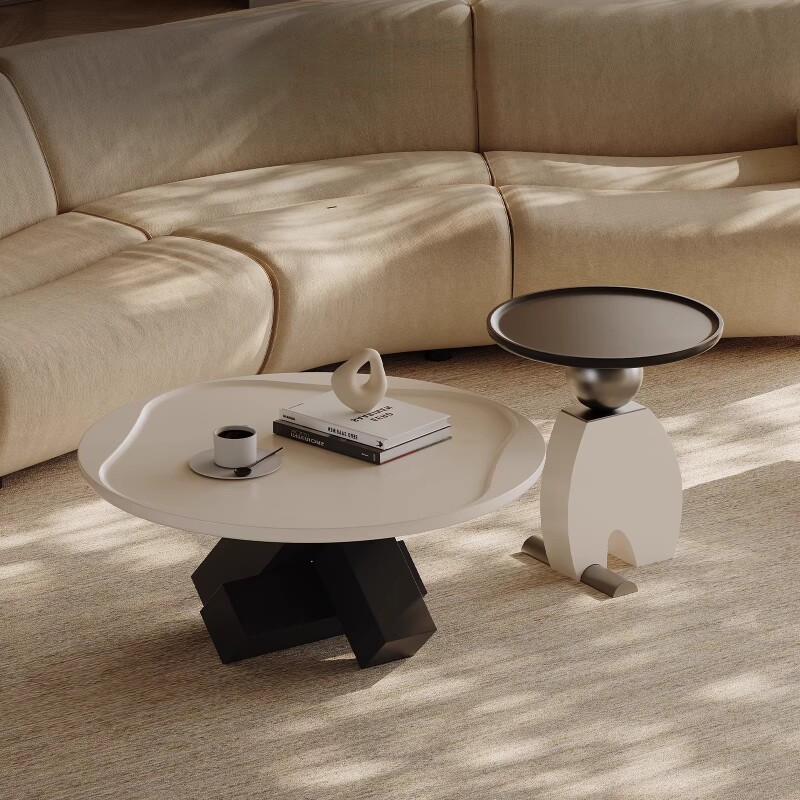 茶几客厅家用2025新款多巴胺创意设计师圆形家用意式几何高端茶桌