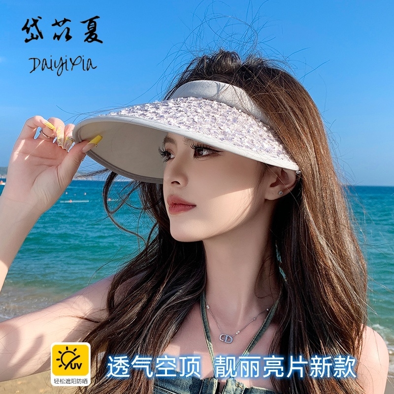 夏季发箍空顶帽大檐户外防晒遮阳帽子女时尚百搭潮流显脸小太阳帽