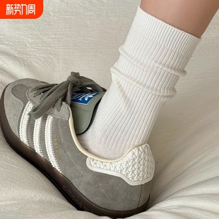 白色袜子女堆堆袜春秋款 日系秋冬长筒袜 纯棉中筒袜ins潮配德训鞋