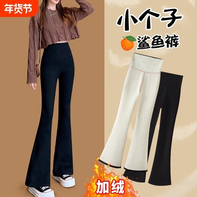 145cm小个子微喇鲨鱼裤女2025新款秋冬加绒喇叭裤高腰显瘦瑜伽裤