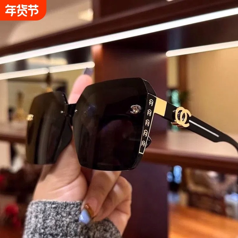 太阳镜女防紫外线眼镜大脸显瘦开车偏光墨镜女款高级感夏季圆脸