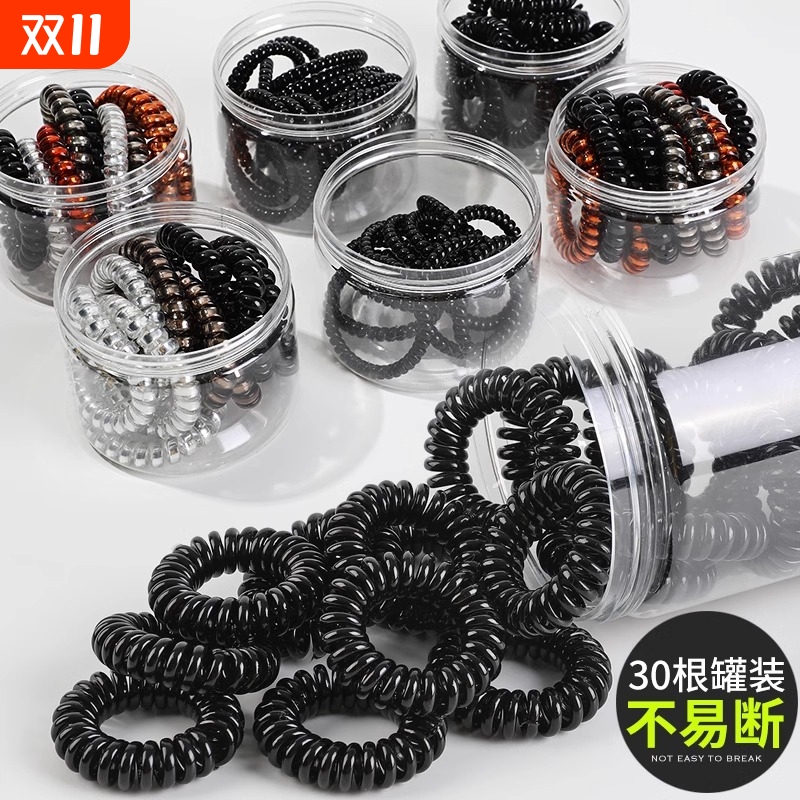 电话线发圈女小号细款韩国扎头发头绳简约发绳黑色皮筋电线圈头饰