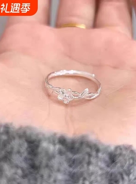 999足银花朵戒指女小众设计轻奢