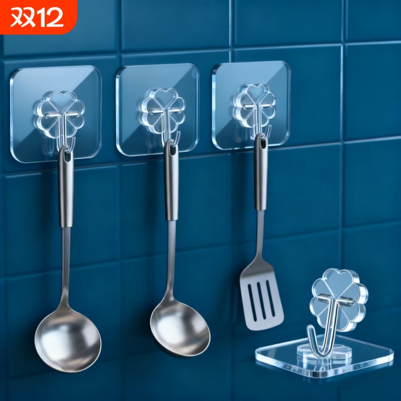 挂钩粘钩强力粘胶墙壁贴墙上透明无痕挂勾贴钩厨房粘贴超薄超强