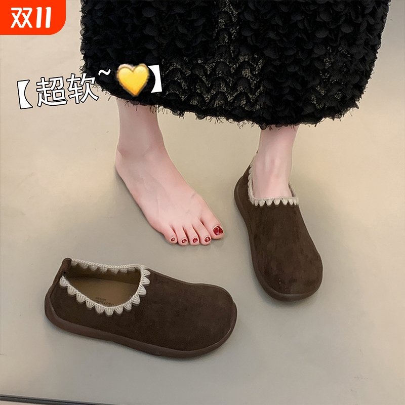 平底全包勃肯鞋女2025秋季新款一脚蹬豆豆鞋孕妇软底博肯乐福单鞋