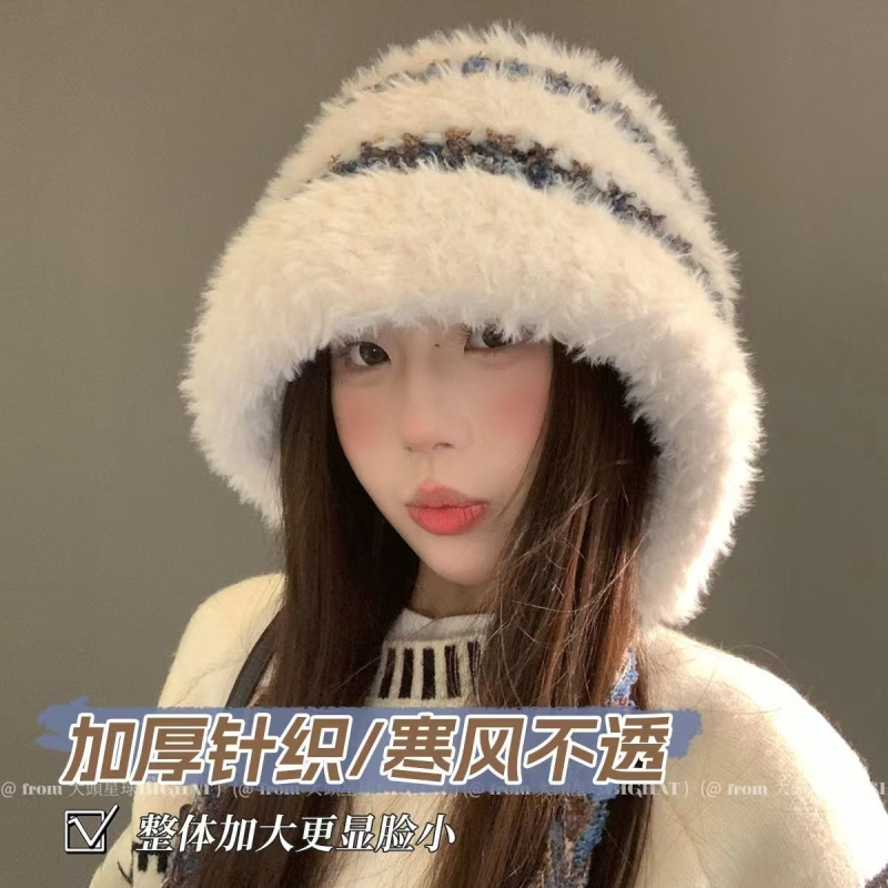 毛绒绒显脸小秋冬大头围