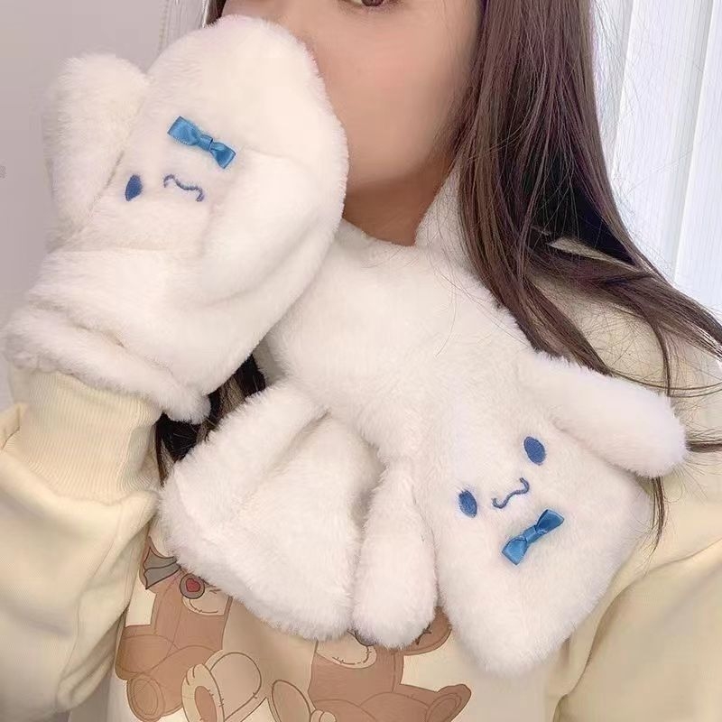 玉桂狗手套可爱加厚女生冬季保暖防寒送对象围巾连指好看