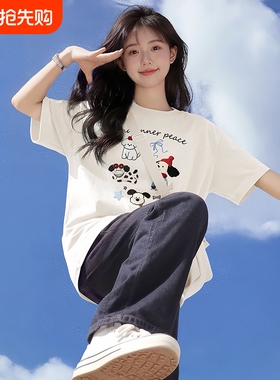 回力白色短袖t恤女2026新款夏季纯棉半袖冰丝宽松运动黑色红色