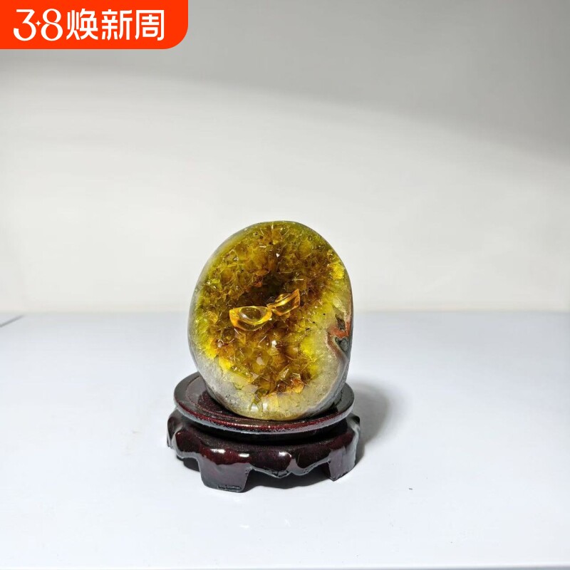 刚果金乌拉圭纯天然水晶原石防辐射彩晶镇黄水晶摆件消磁招财晶洞