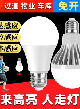 led灯泡E27螺口感应灯楼道过道家用节能省电白光卫生间声控灯楼道