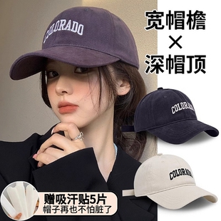 加深棒球帽子男2026新款 帽檐大头围显脸小鸭舌帽潮跑步遮阳红色