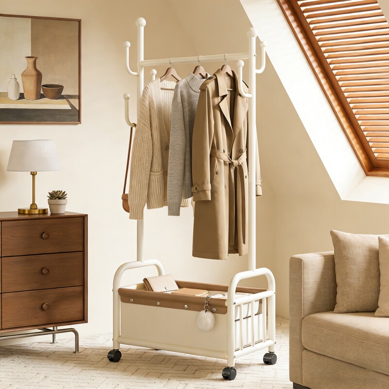 衣帽架落地卧室挂衣架家用室内晾衣架多功能可移动置物架收纳架