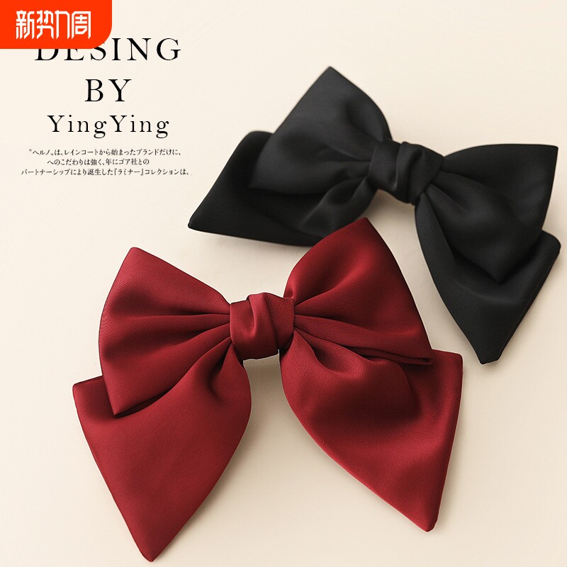 义乌工厂红色大蝴蝶结发饰发夹弹簧夹韩国头饰高级感顶夹现货批发