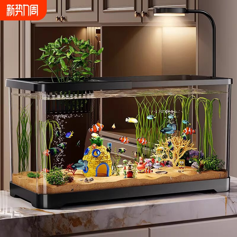 鱼缸小型客厅2026新款造景生态缸过滤制氧一体机金鱼底滤系统整套
