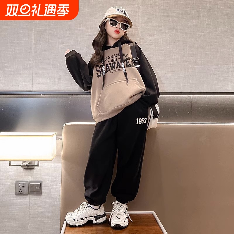 女童卫衣套装中大童2025秋装洋气春秋季新款儿童休闲运动两件套潮