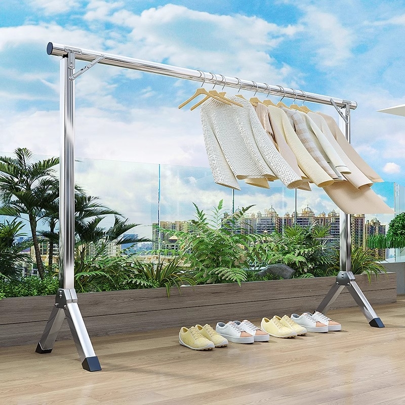 折叠晾衣架落地家用室内晒衣架阳台伸缩凉衣服挂杆宿舍简易挂衣架