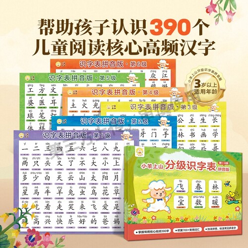 小羊上山分级识字表挂图3到6岁幼儿园儿童汉语拼音认字小学生字表