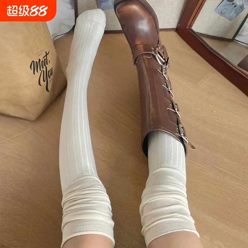 堆堆蕾丝小腿过膝袜纯棉文艺性感