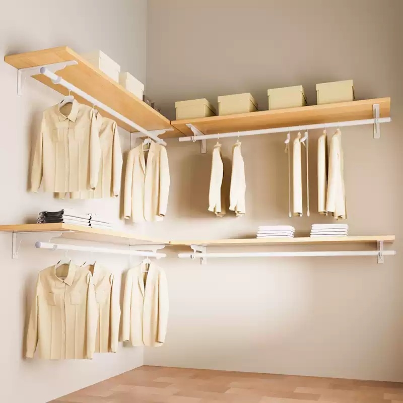 衣帽间一体支架墙上挂衣杆三角支架金属衣柜配件家居衣柜木板托墙
