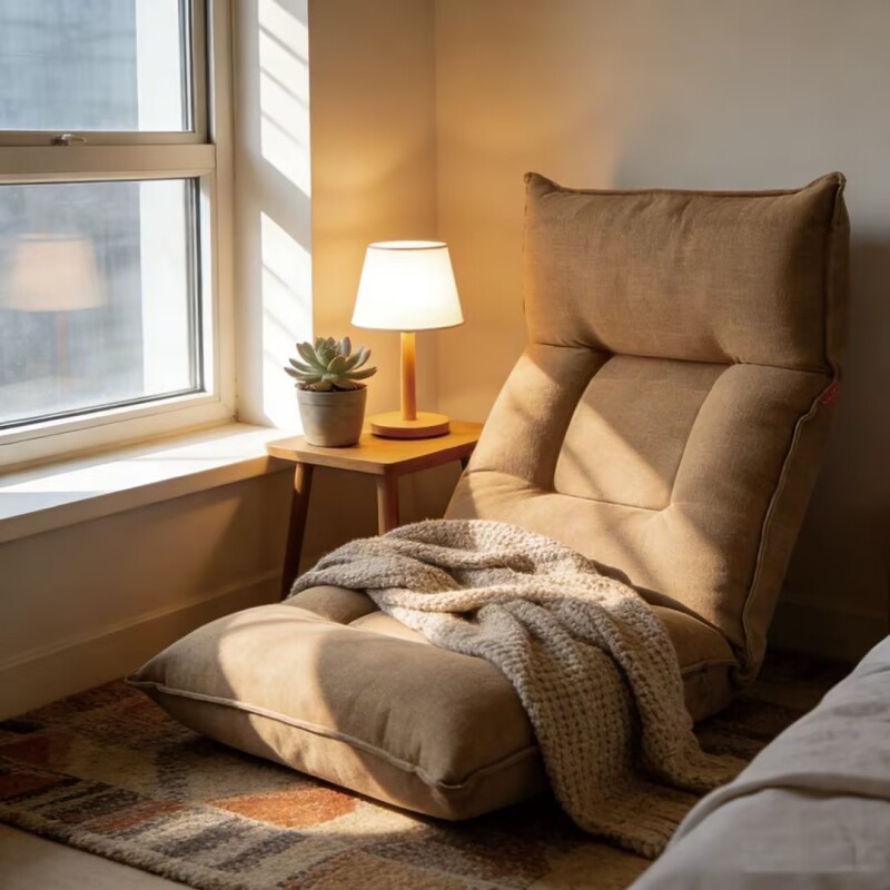 懒人沙发飘窗垫榻榻米座椅折叠单人沙发老人床上坐垫休闲躺椅靠背