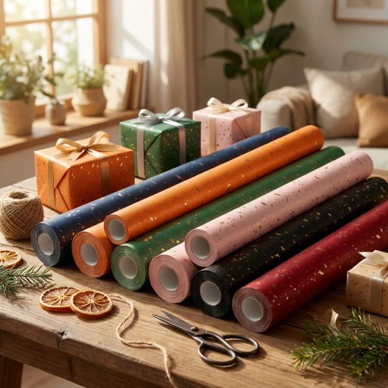 包装纸礼品纸卷筒款洒金生日礼物新年情人节红色喜庆结婚礼盒包装高级感丝带男女生复古超大尺寸礼物ins材料