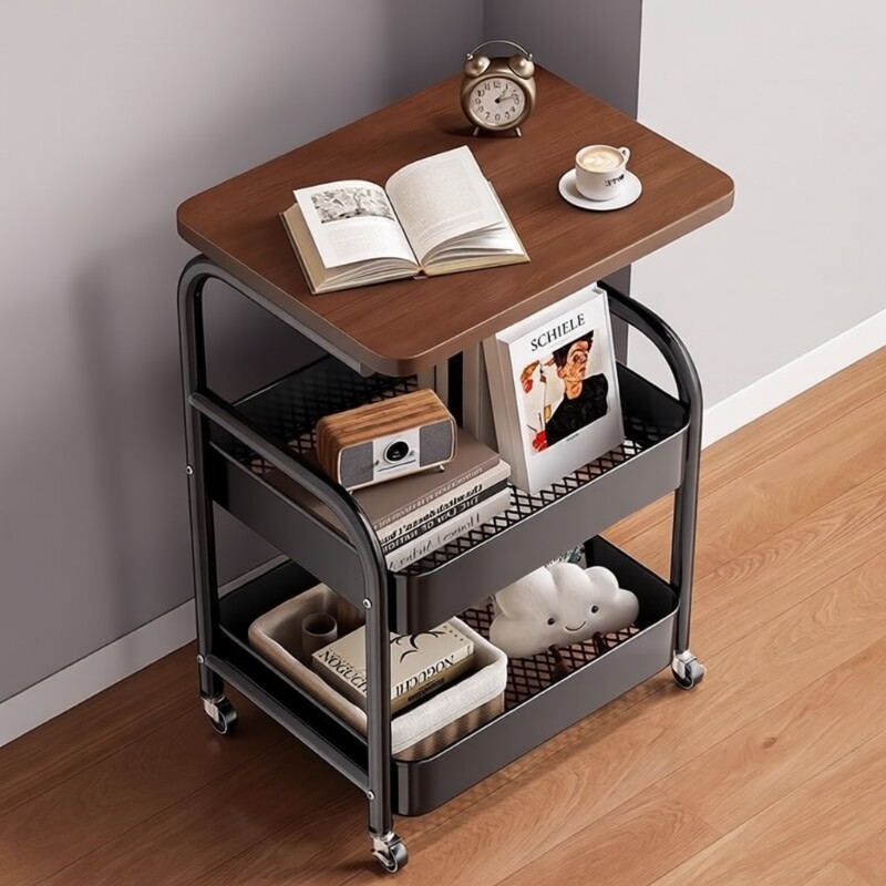 3层带轮小推车厕所储物置物架客厅落地移动零食收纳架多层储物架