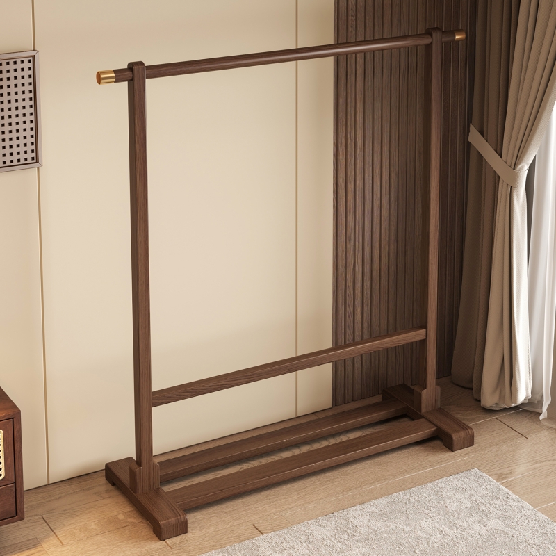 衣帽架落地卧室挂衣架鞋架一体收纳架子移动简易折叠双层置物外套