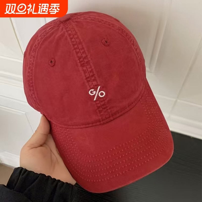 2025年新款韩版东大门刺绣纯棉棒球帽女个红色紫色灰色帽檐百搭