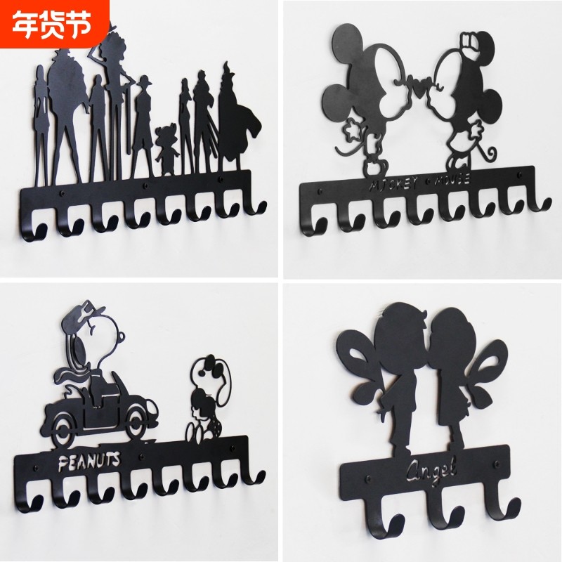 铁艺挂钩免打孔粘钩创意装饰壁挂无痕贴门后挂钥匙收纳衣帽钩卡通,收纳整理,挂钩/粘钩,淘宝优惠券,粉丝福利购,淘宝优惠卷