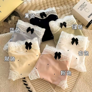 性感蕾丝抗菌裆无痕甜美学生女士三角裤 法式 复古波点冰丝少女内裤