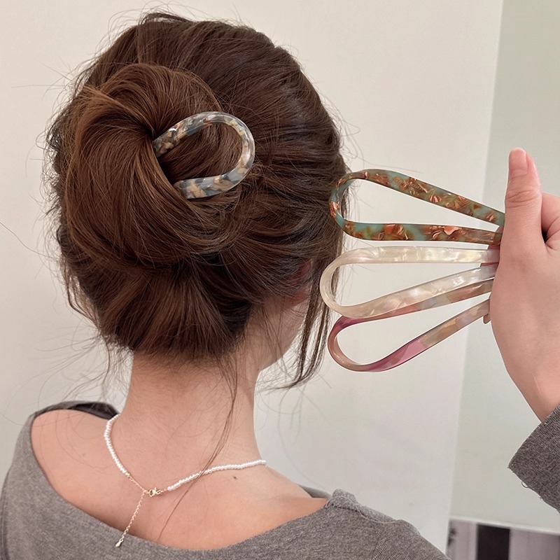 简约醋酸u型发簪女高级感盘发