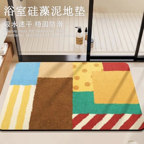 卫生间浴室地垫吸水速干垫厕所耐脏防滑防摔脚垫硅藻泥厨房入户门