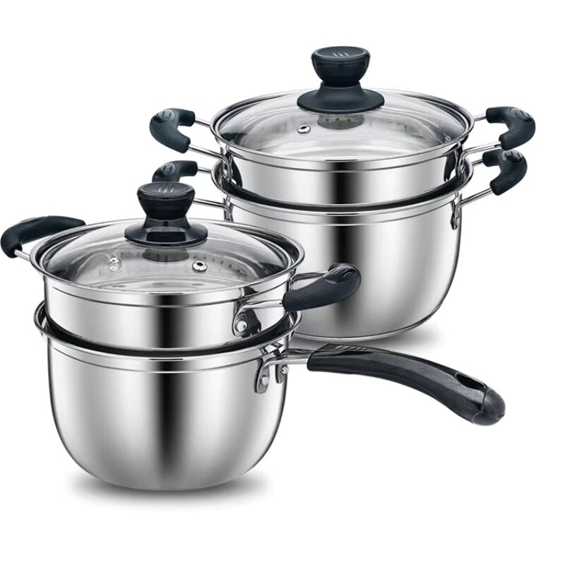 16CM 18 20 22加厚不锈钢奶锅小蒸锅迷你汤锅牛奶煮面锅