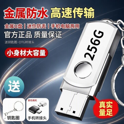 256g大容量手机电脑U盘正品车载学生优盘高速usb固态两用小容量