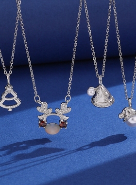 跨境圣诞节系列项链轻奢精致高级感项链麋鹿老人锁骨链吊坠饰品女