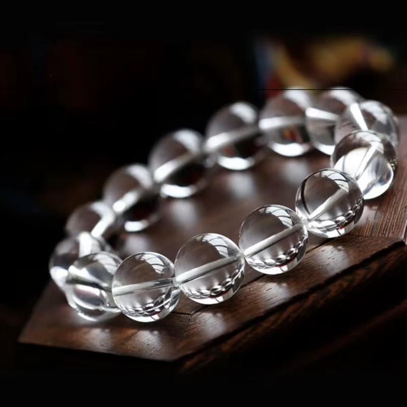 爆款白水晶手串女平替收藏级仿巴西原石净体水晶手链情侣礼物佛珠