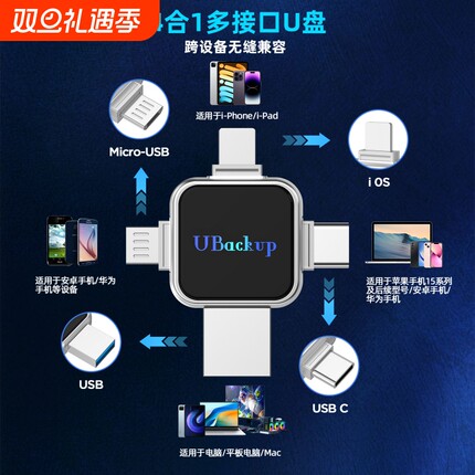 苹果适用手机u盘电脑两用大容量128G接口安卓256gb存储四合一优盘