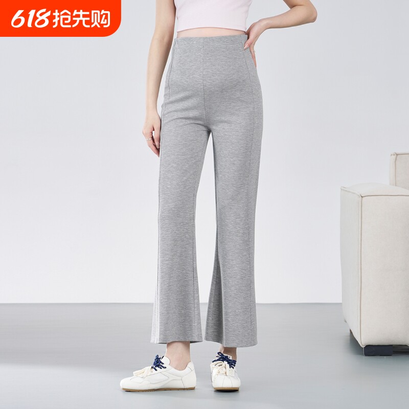 孕妇裤子春夏外穿小个子无托腹不勒肚子喇叭裤孕期九分微喇裤夏装