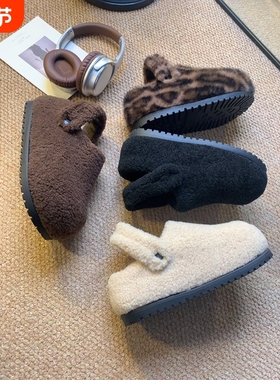 gogoback增高6cm~秋冬厚底毛毛鞋女百搭休闲一脚蹬两穿包头棉拖鞋