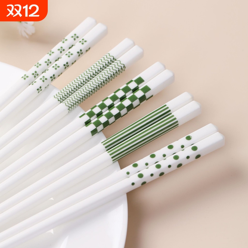 陶瓷筷子家用景德镇简约抗菌餐筷不发霉耐高温赫本风高颜值易清洗