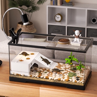 乌龟饲养缸带盖生态造景豪华别墅爬宠饲养箱水陆两栖生态缸小鱼缸