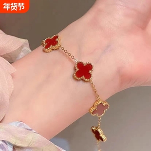 高级感精致四叶草钛钢手链女钛钢链小众轻奢手链不掉色大气送闺蜜