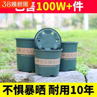 花大爷花盆简约圆形塑料花盆绿植盆栽多肉植物专用耐用加厚加仑盆