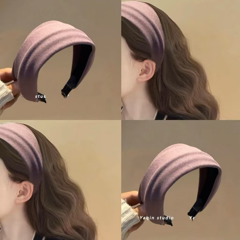 紫色绒面！针织宽边秋冬发箍！2024新款发卡超宽发带发卡头饰发饰