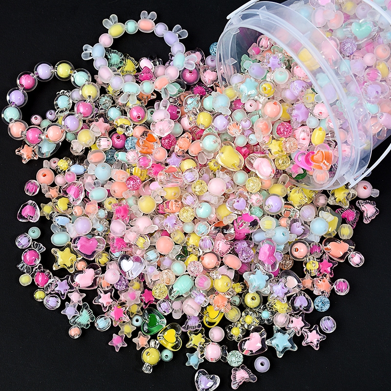串珠手工diy材料珠子手链散珠儿童散装彩色水晶手串饰品配件彩珠