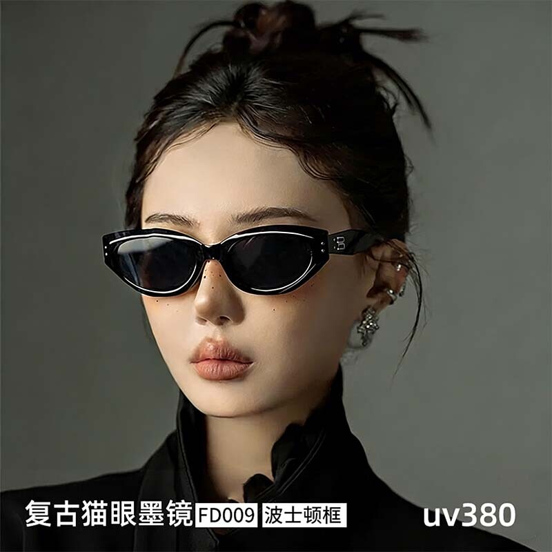 复古猫眼墨镜女2026新款高级感方圆脸显脸小偏光防紫外线太阳眼镜