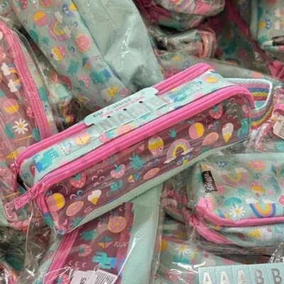 Smiggle拉链笔袋女童绿色糖果透明文具收纳小学生大容量收纳笔盒