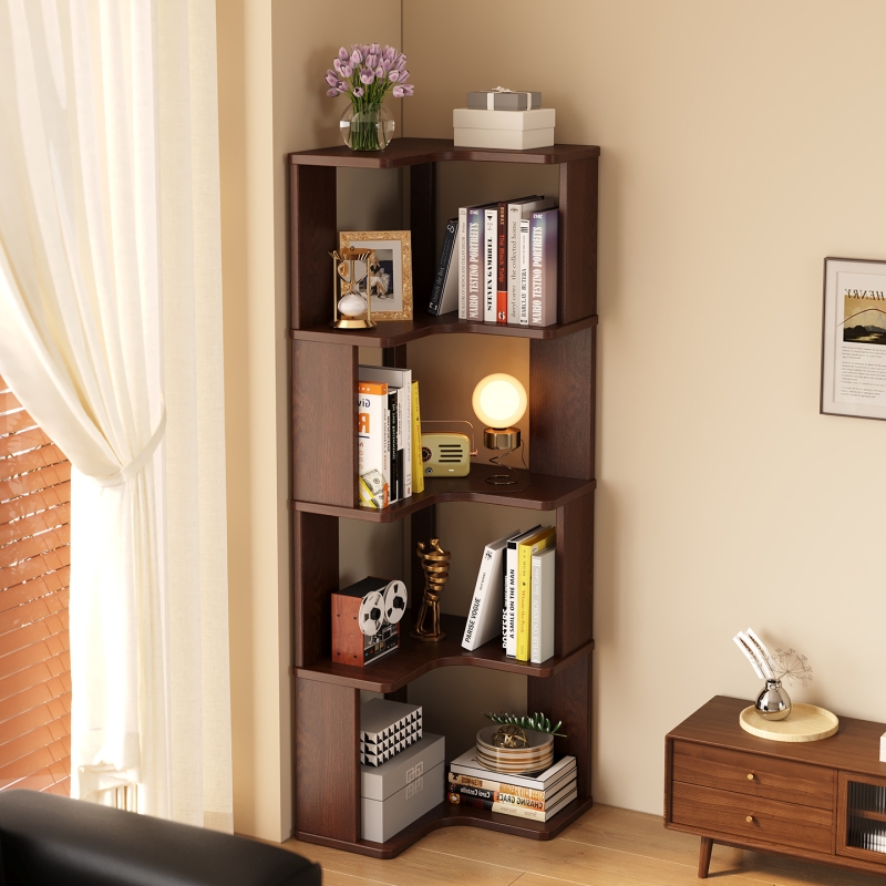 实木转角书架落地置物架客厅角柜
