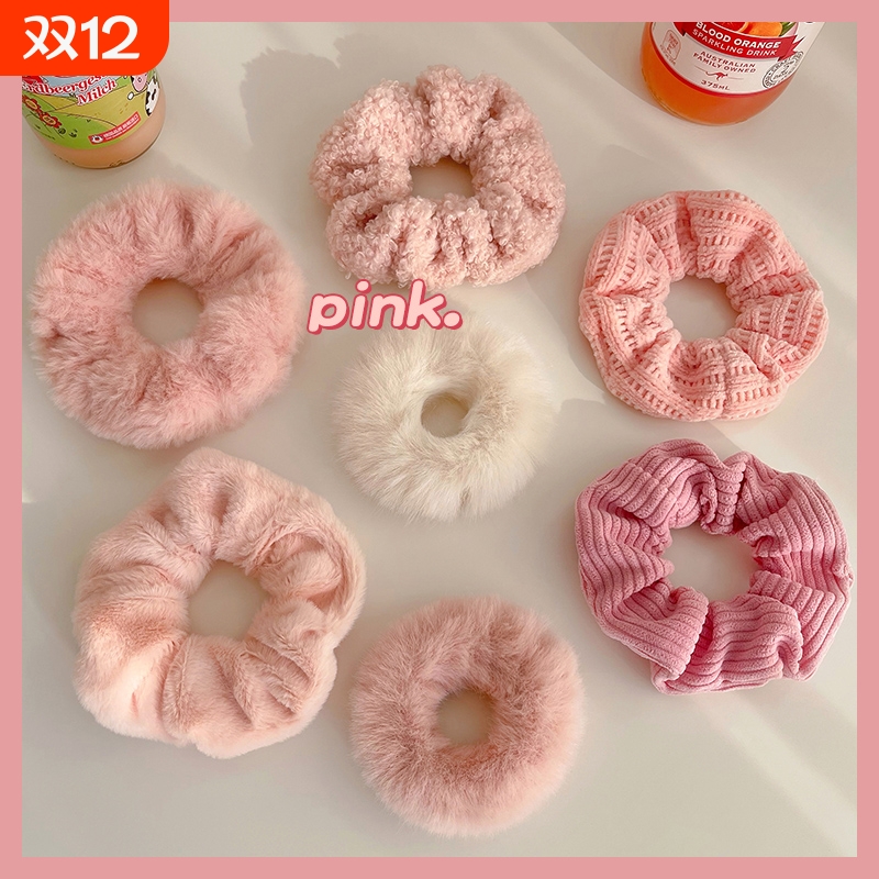 秋冬毛绒发绳女扎马尾头绳简约