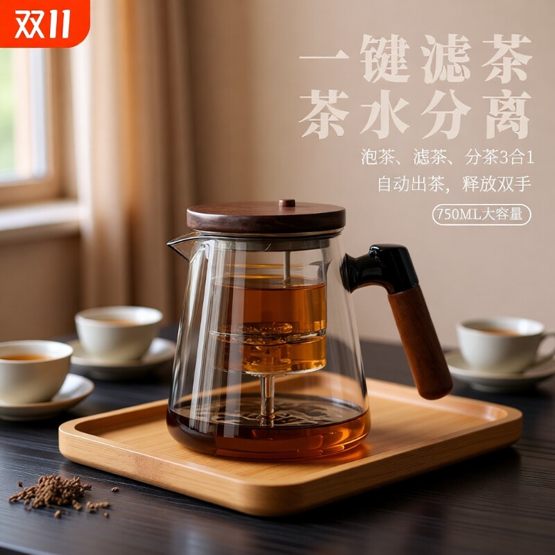 飘逸杯泡茶壶过滤冲茶器家用茶壶茶水分离茶具玻璃泡茶杯大容量